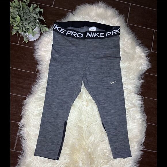 Nike Pro dri-fit heathered grey high rise crop length leggings sz 1X - Picture 2 of 11